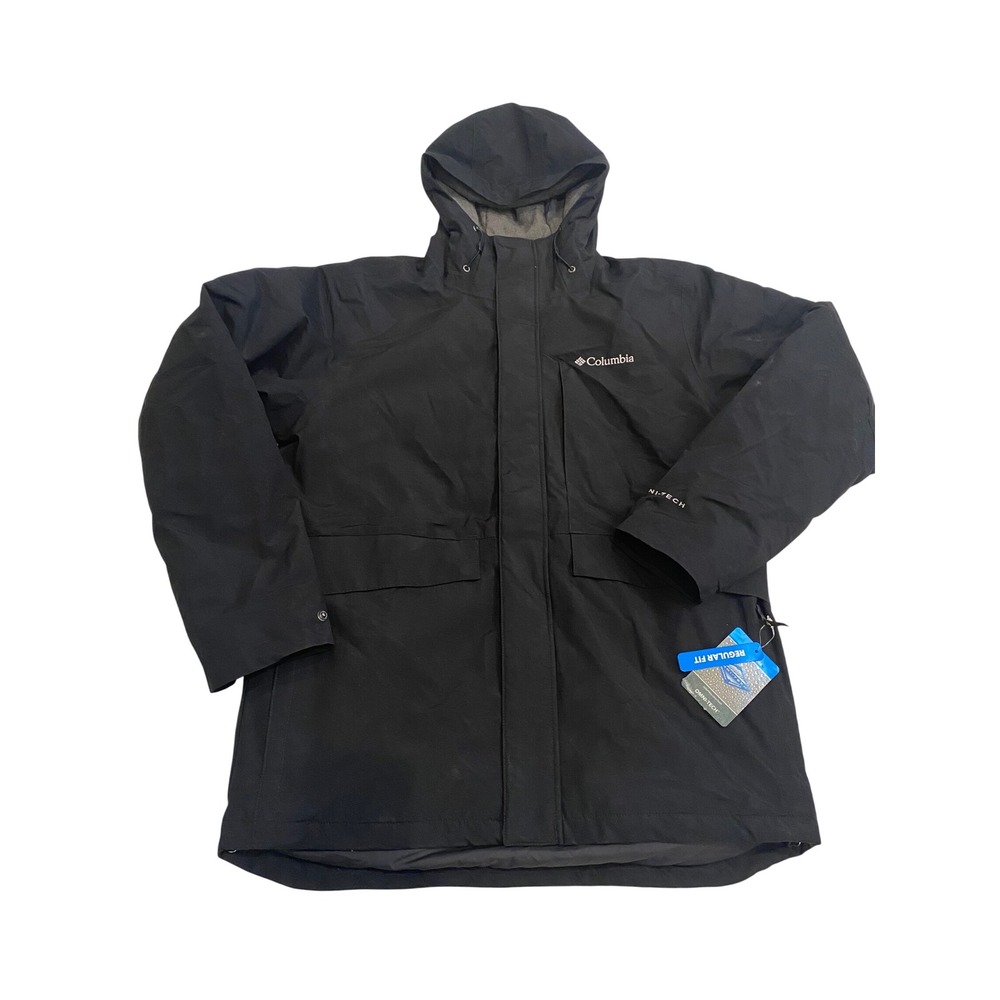 Columbia Omni-Tech Parka Jacket Mens Medium Black Hooded Waterproof XM3257 NWT